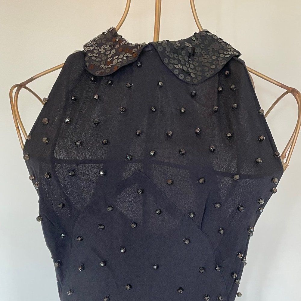 Vintage black beaded bias cut gown size 6